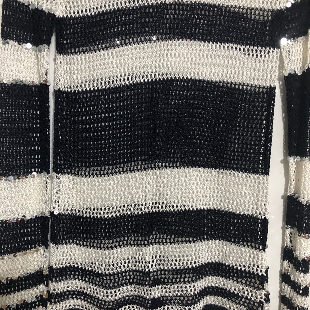 Chico’s open knit sequin pullover top swim cover up size Chico’s 2 or Large 12 - Picture 11 of 13